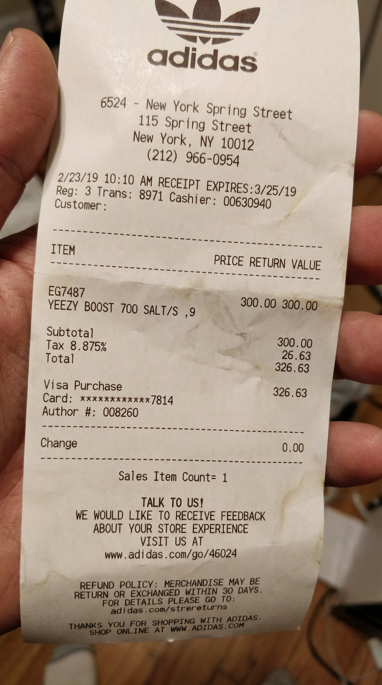 Adidas fake receipt - professional sneaker receipt generator