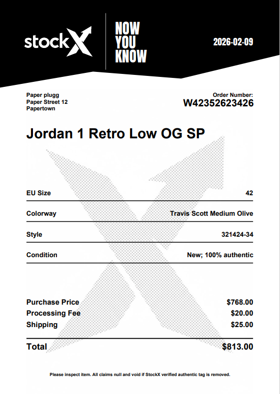 StockX fake receipt generator - StockX authentication receipt generator